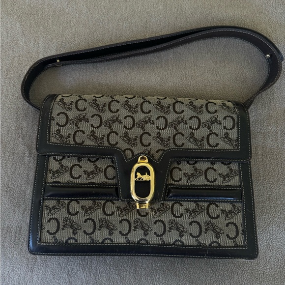 CELINE C Horse Carriage Pattern Shoulder Bag Canvas Leather - Picture 1 of 7